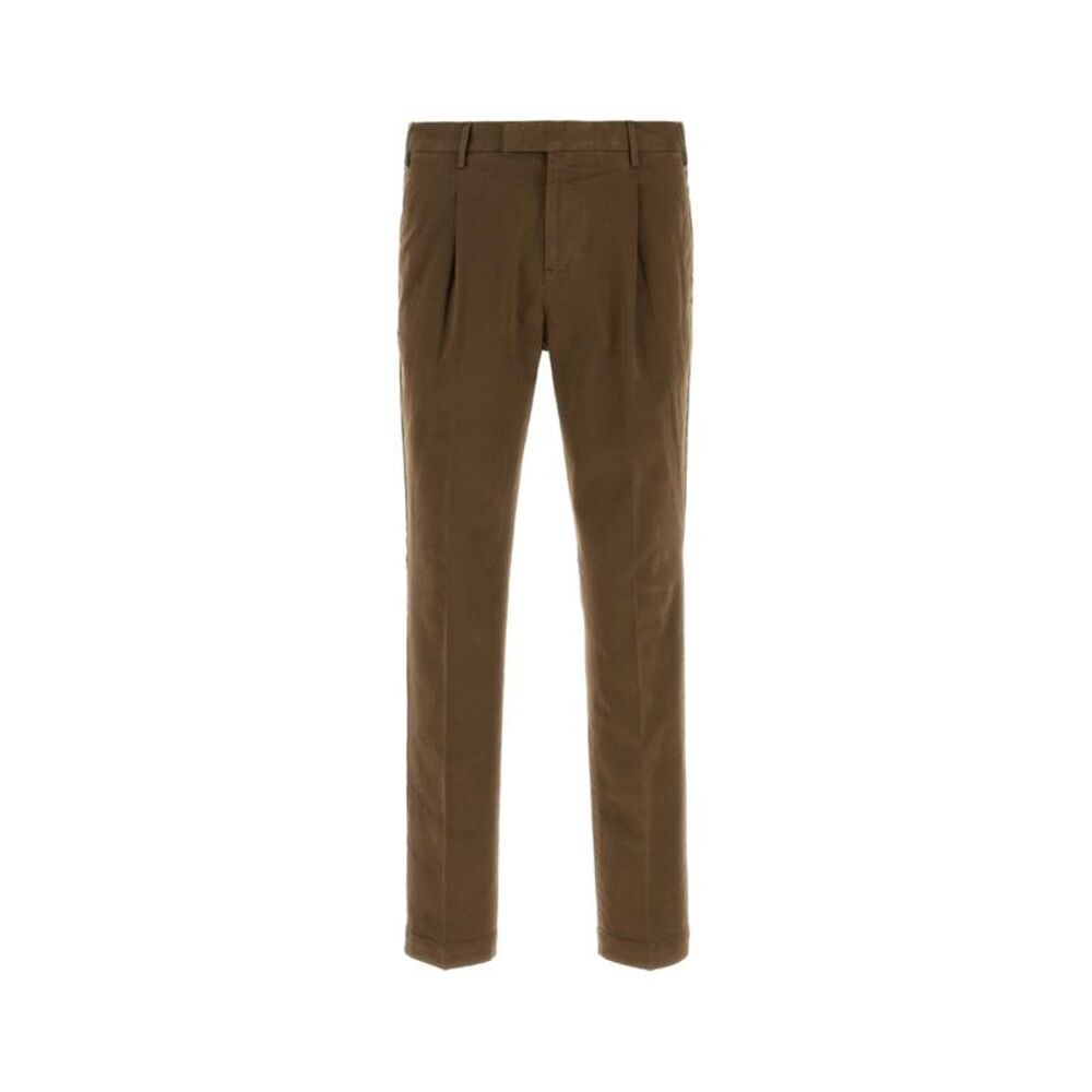 Pt Torino Men Brown Stretch Cotton Pant